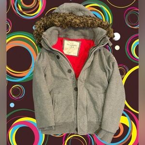 Abercrombie & Fitch Gray Jacket with Red Lining